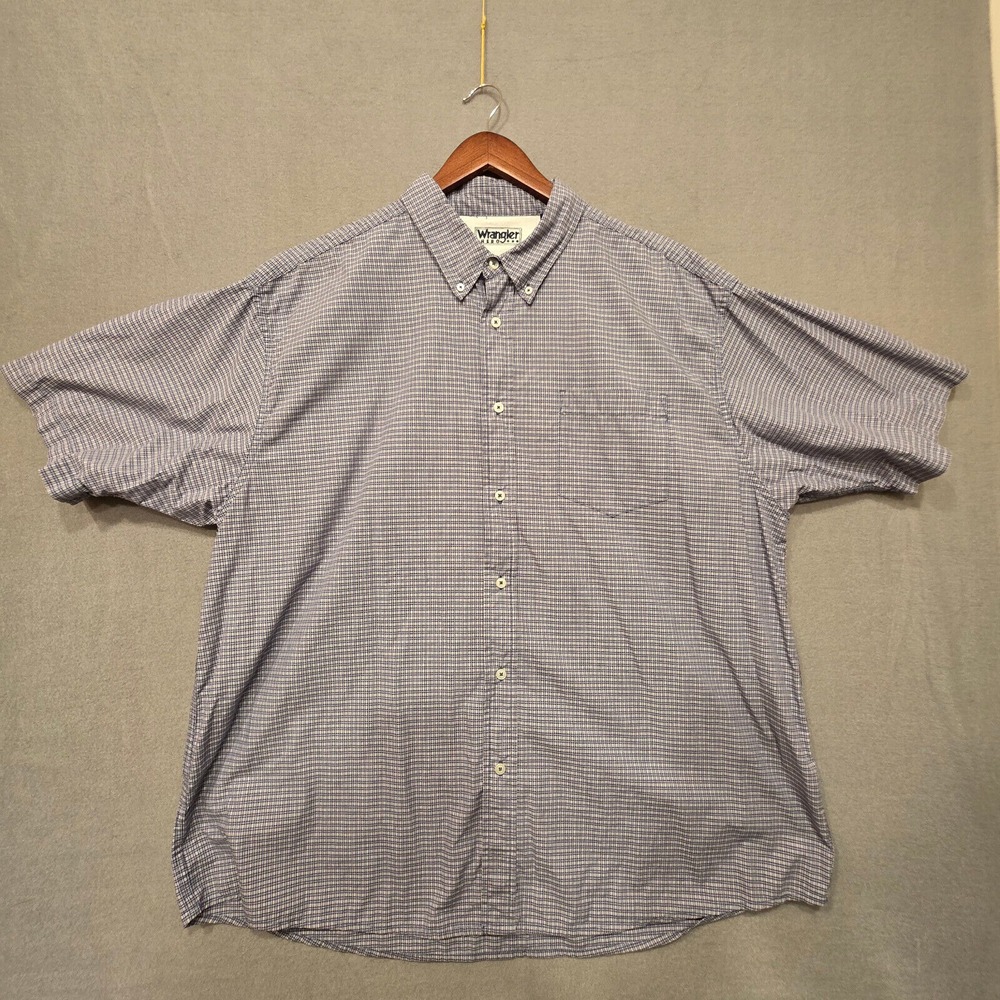 Wrangler Hero Mens‎ Gray Checked Short Sleeve Button Up Shirt Size 2XL